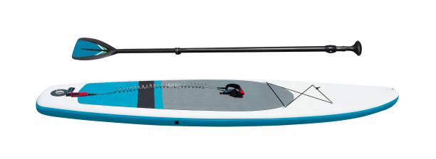 istock Side view of stand-up paddleboard with oar isolated 1156269702
