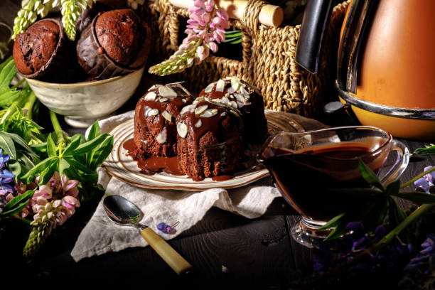 istock Chocolate muffin with crushed nuts / homemade 1156274419