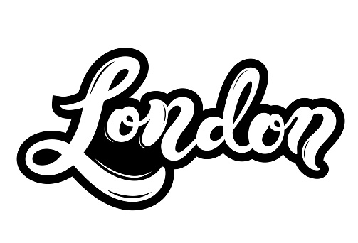 London Lettering White London Hand Drawn Lettering Vector Illustration Stock Illustration ...