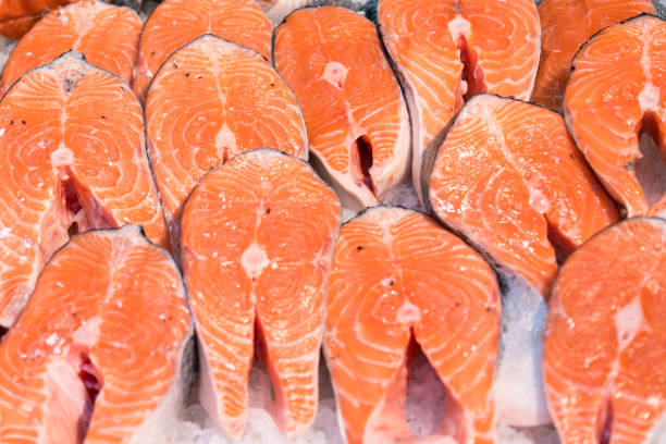 istock fresh appetizing salmon steaks in ice 1156276583