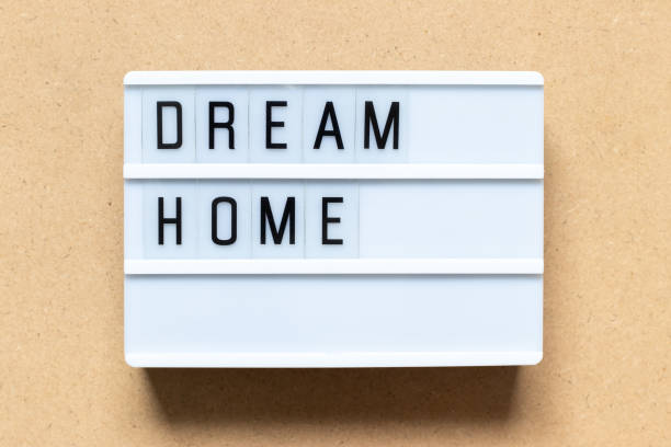 istock White lightbox with word dream home on wood background 1156278198