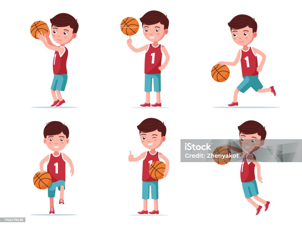 Animated Picture Of Kids Playing Basketball Stock Illustration - Download  Image Now - Basketball - Ball, Basketball - Sport, Cartoon - iStock