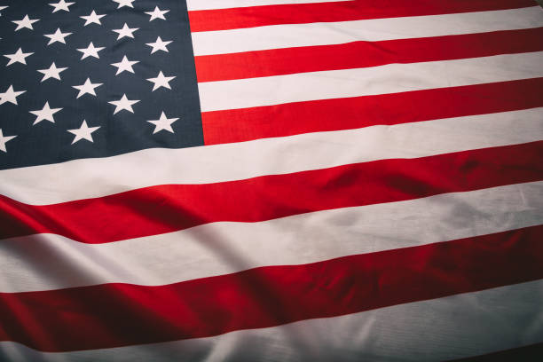 istock Closeup of ruffled American flag 1156280181