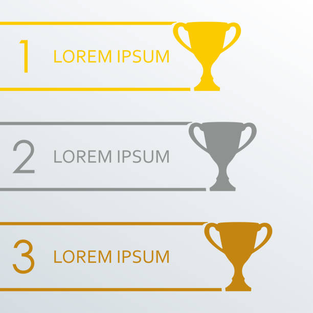 ilustraciones, imágenes clip art, dibujos animados e iconos de stock de plantilla de infografía de trophy cups. 1, 2, 3 lugar premio. ilustración vectorial. - podium winning number 1 trophy