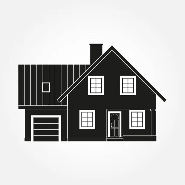 Vector illustration of House exterior silhouette. Vector illustration of home icon.