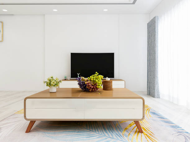 istock Spacious and bright modern living room design, comfortable and quiet 1156283903