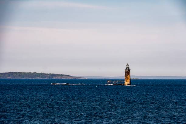 ram island ledge leuchtturm - portland, me - lighthouse maine portland maine scenics stock-fotos und bilder