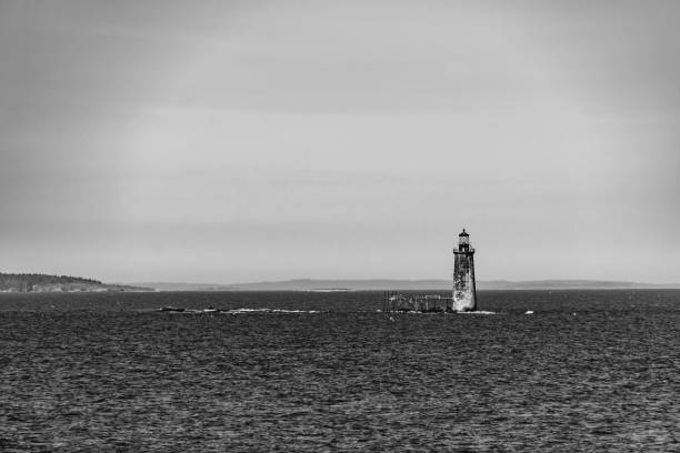 ram island ledge leuchtturm - portland, me - lighthouse maine portland maine scenics stock-fotos und bilder