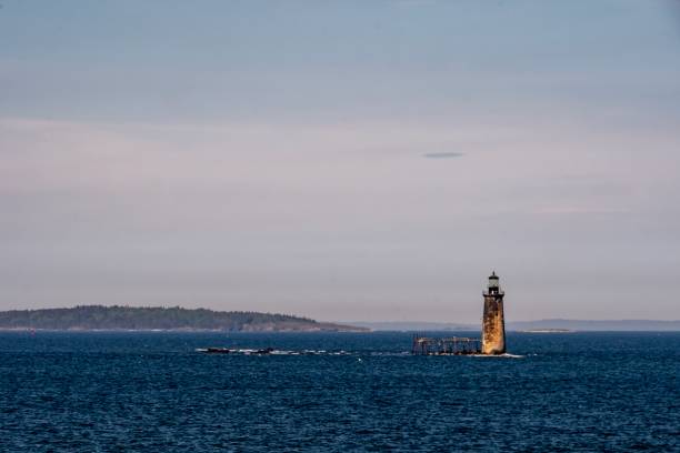 ram island ledge leuchtturm - portland, me - lighthouse maine portland maine scenics stock-fotos und bilder