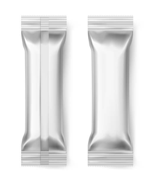 istock Foil bar sticks. Blank aluminum sealed pack wrapper chocolate candy biscuit snack dessert food package, realistic 3d vector mockup 1156288880