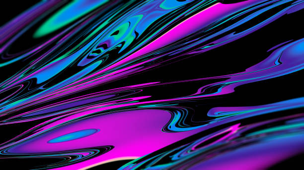 istock Abstract shapes, holographic, fluid and liquid colors, trendy gradients 3d render 1156290423