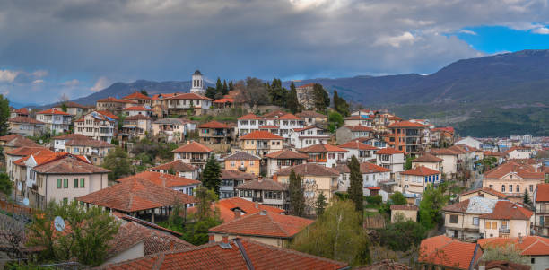 istock Hillside red tiled rooftops of houses in Ohrid 1156290674