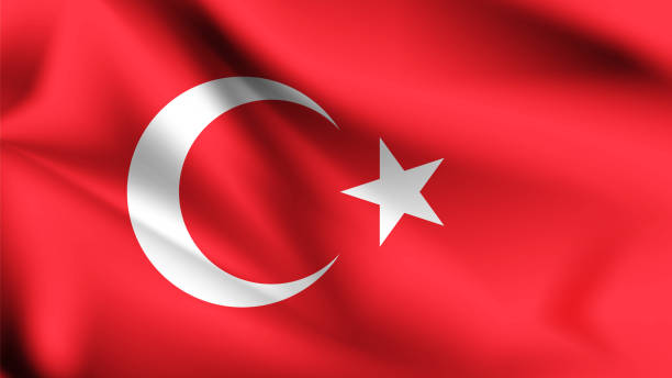 istock Turkey Turkish flag of silk with copyspace for your text or images and white background -3D illustration 1156292907