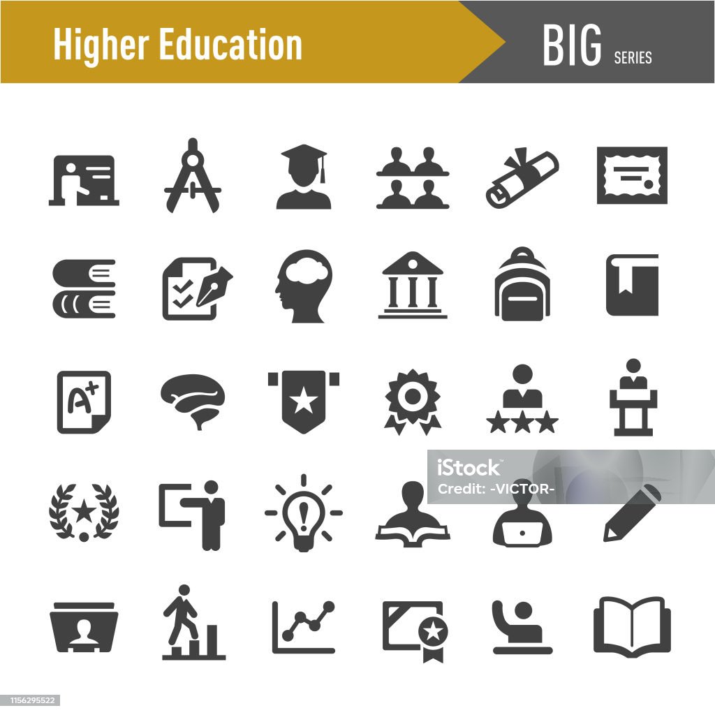 Hochschul-Ikonen - Große Serie - Lizenzfrei Bildung Vektorgrafik