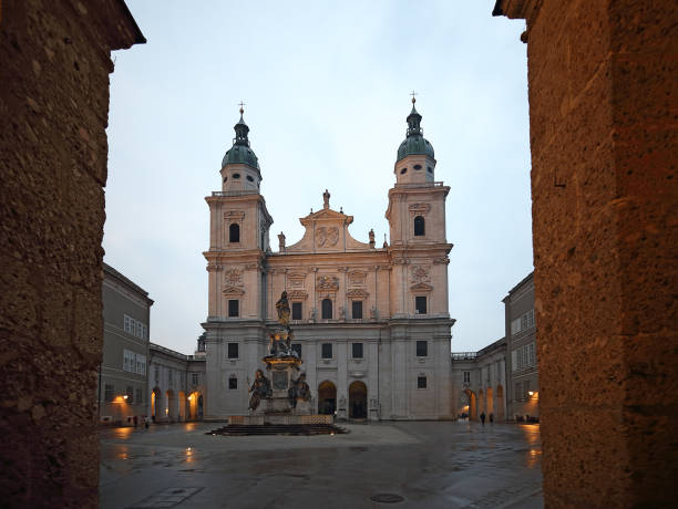 istock Salzburg cathedral and its square at twilight 1156299202