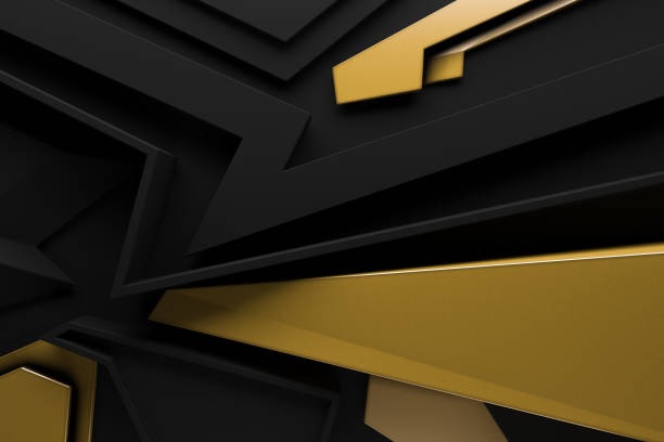 istock abstract dark black gold metal  background texture 3d illustration. 1156299322