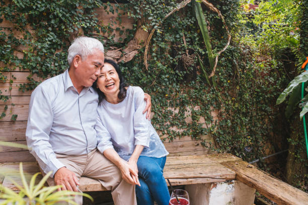 istock Pretty senior lovers hugging with joy 1156300524