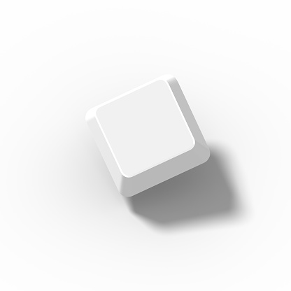 White computer key isolated on white floating