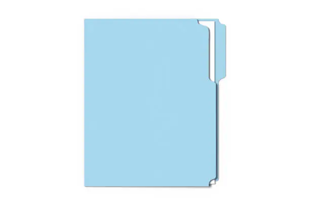 Blue folder isolated on white background with clipping path