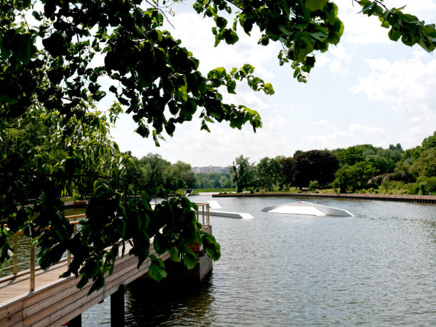 Urbanized pond in the city park