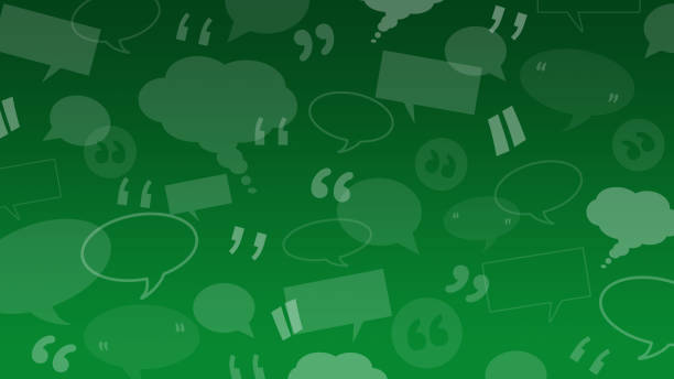 stockillustraties, clipart, cartoons en iconen met groene toespraak en gedachte bellen met aanhalingstekens - testimonium