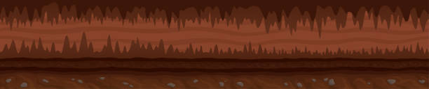 ilustrações de stock, clip art, desenhos animados e ícones de brown unending landscape with mystic dark cave - eternity spirituality landscape rock