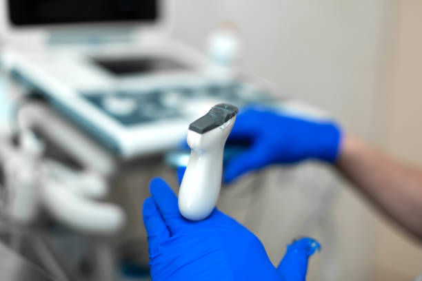 istock Close up device for ultrasound exam. clinic 1156315704