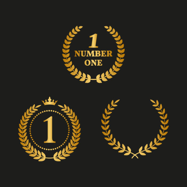 Set of golden laurel wreaths on black background. Set of golden laurel wreaths on black background. Vector Illustration celebrity endorsements stock illustrations