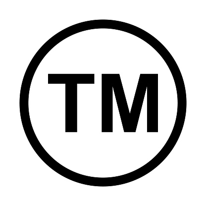 Trade mark icon symbol. TM sign trademark vector black law .