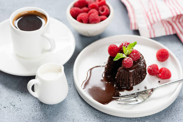Hot Chocolate lava cake on white plate