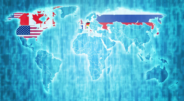 istock group of eight member countries on digital map of world 1156324264