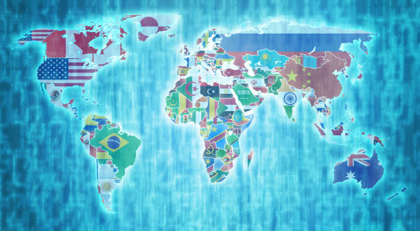 istock flags of countries on digital map of world 1156324360