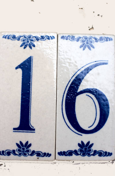 istock Dutch Sign: Blue and White Ceramic Number 16 Address Tile 1156324408