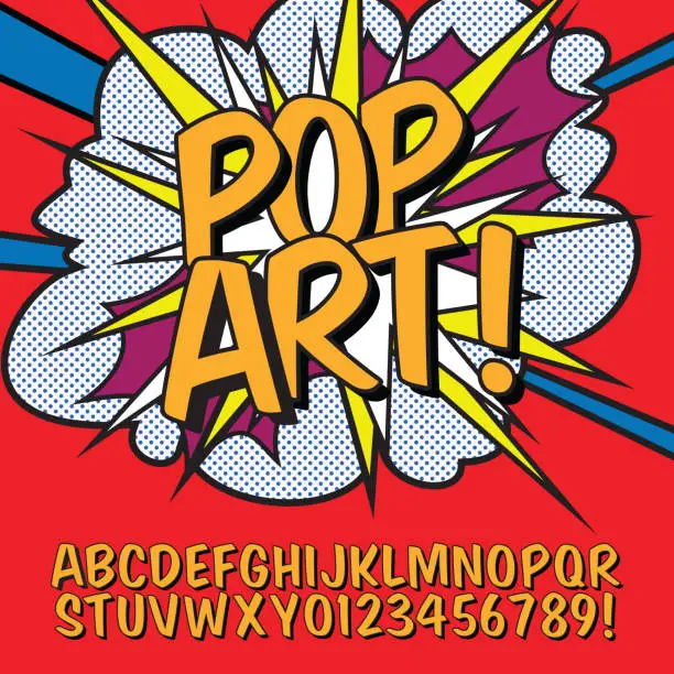 Vector illustration of Pop Art font alphabet vector