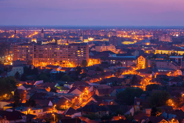 Panorama of Oradea at evening.Oradea, Bihor County, Romania.