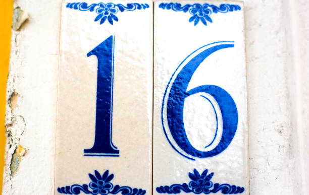istock Dutch Sign: Blue and White Ceramic Number 16 Address Tile 1156325164