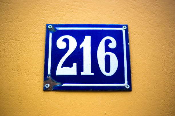 istock Dutch Sign: Blue and White 216 Street Address Tile (Close-Up) 1156325465