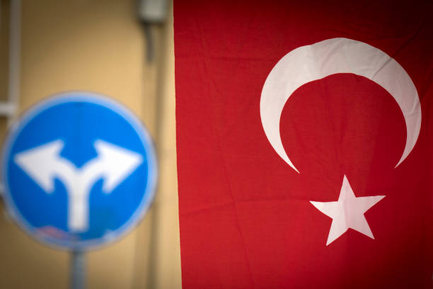istock Turkish flag and traffic signboard 1156325566