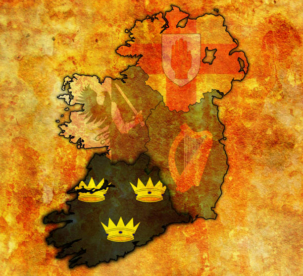 flaga munster na mapie lub irlandia - munster province illustrations stock illustrations