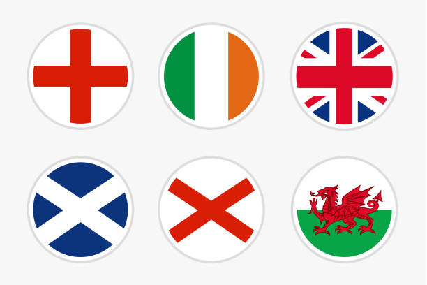 영국의 국기, 벡터 흰색 배경에 설정 - wales stock illustrations