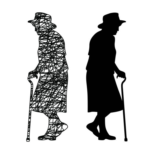 естественный старения каракули - confusion silhouette people women stock illustrations