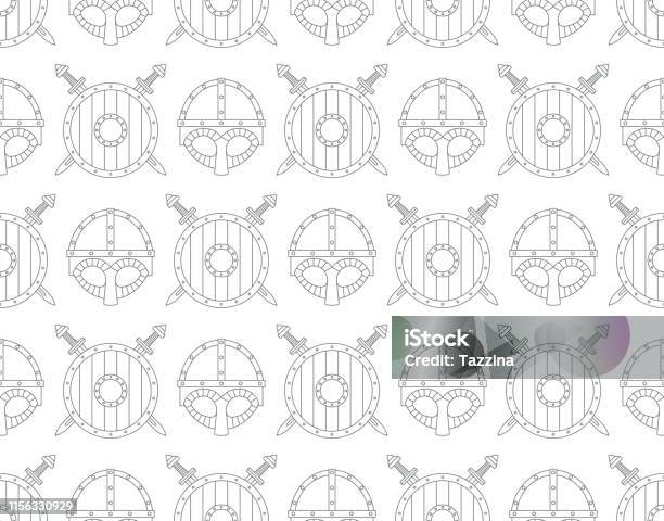 Saeger Shield Pattern Seamless Pattern With Viking Shields Swords And Helmets Stock ...