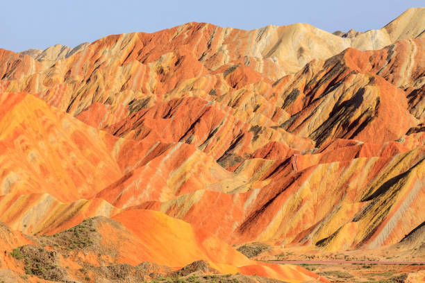 istock Colorful striped mountain formations in Zhangye, China 1156332868