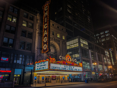 Chicago/ Illinois/USA - April 15, 2019:the Chicago Theatre holds the most history in the city. When it opened in 1921, the Chicago Theater was so beautifully called \