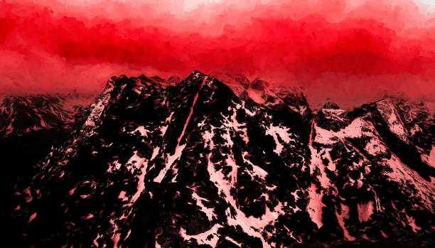 artistic work, illustration, art, painting, graphics, mountains