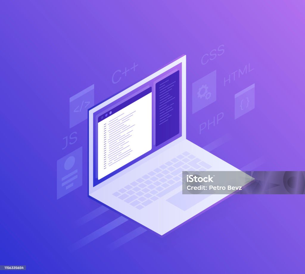 Software Development And Programming Program Code On Laptop Screen Big ...