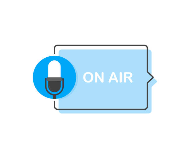 Podcast icon like on air live. concept of radio broadcasting or streaming Podcast icon like on air live. concept of radio broadcasting or streaming. radio station logo stock illustrations
