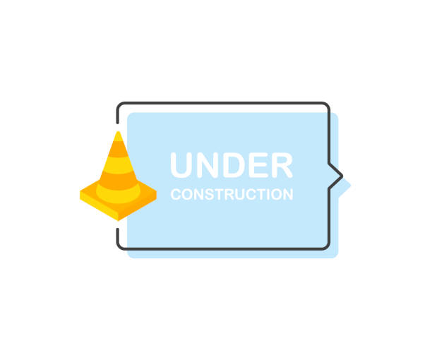 Under construction sign with road cones. Modern flat style vector illustration Under construction sign with road cones. Modern flat style vector illustration. repairing construction site construction web page stock illustrations