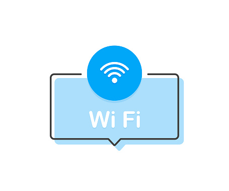 Wifi Sign Flat Cartoon Style Modern Line Vector Illustration Stock ...