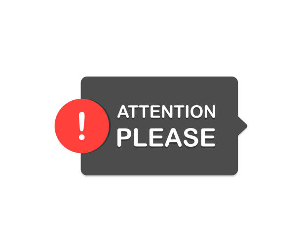 Attention please bubble. Flat cartoon style. Modern line vector illustration Attention please bubble. Flat cartoon style. Modern line vector illustration. please sign here stock illustrations